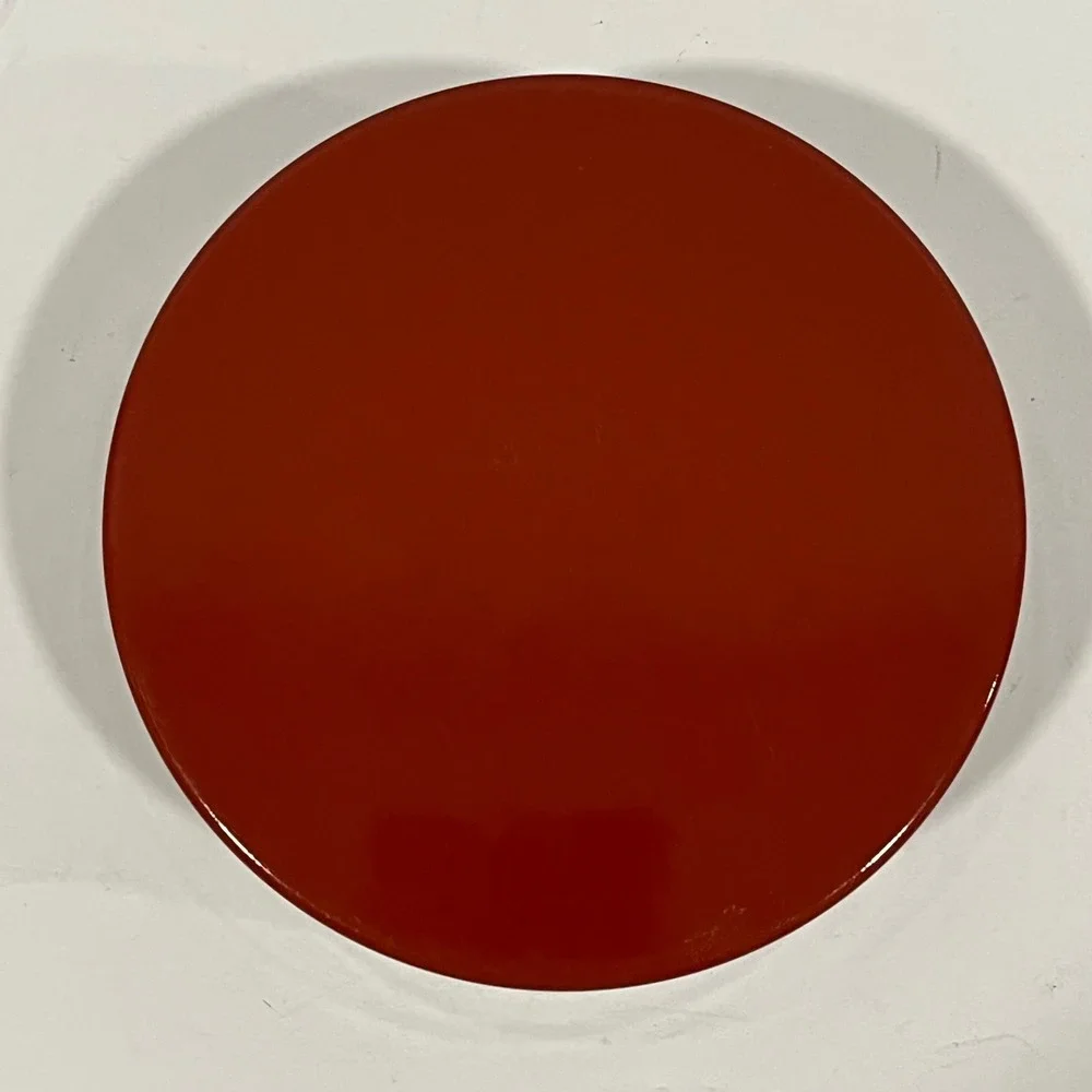 Lacquerware Japanese Set 6 Plates Coasters Lidded Box Red Peony Fan